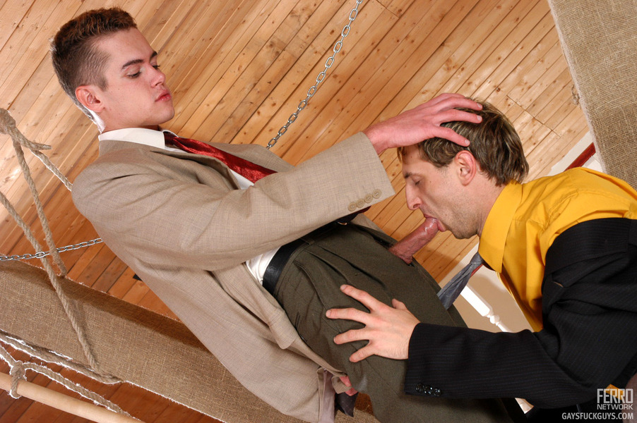 Tied up at the attic a guy forced into rough gay sex by his pervy co-worker...